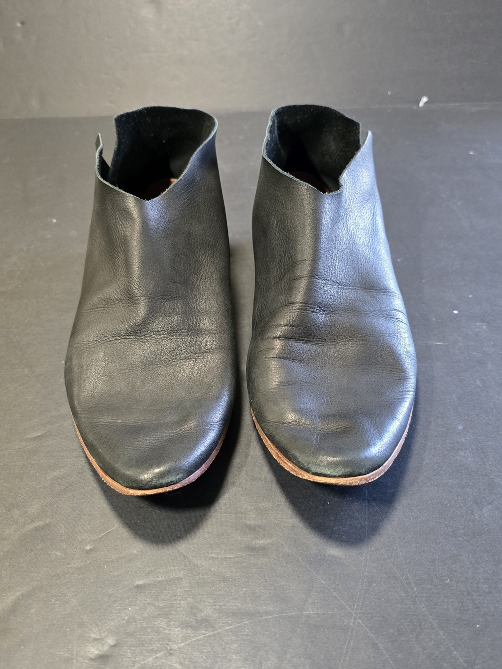 Sevilla Smith Booties Womens Size 8 Black Leather Ankle Studded Slip On Flat